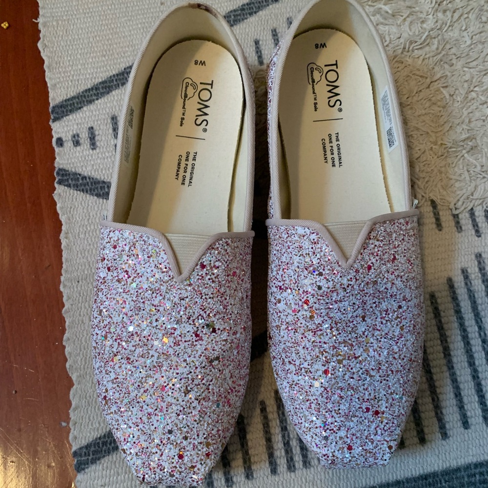 Toms glitter alpargatas shoes size 8 women